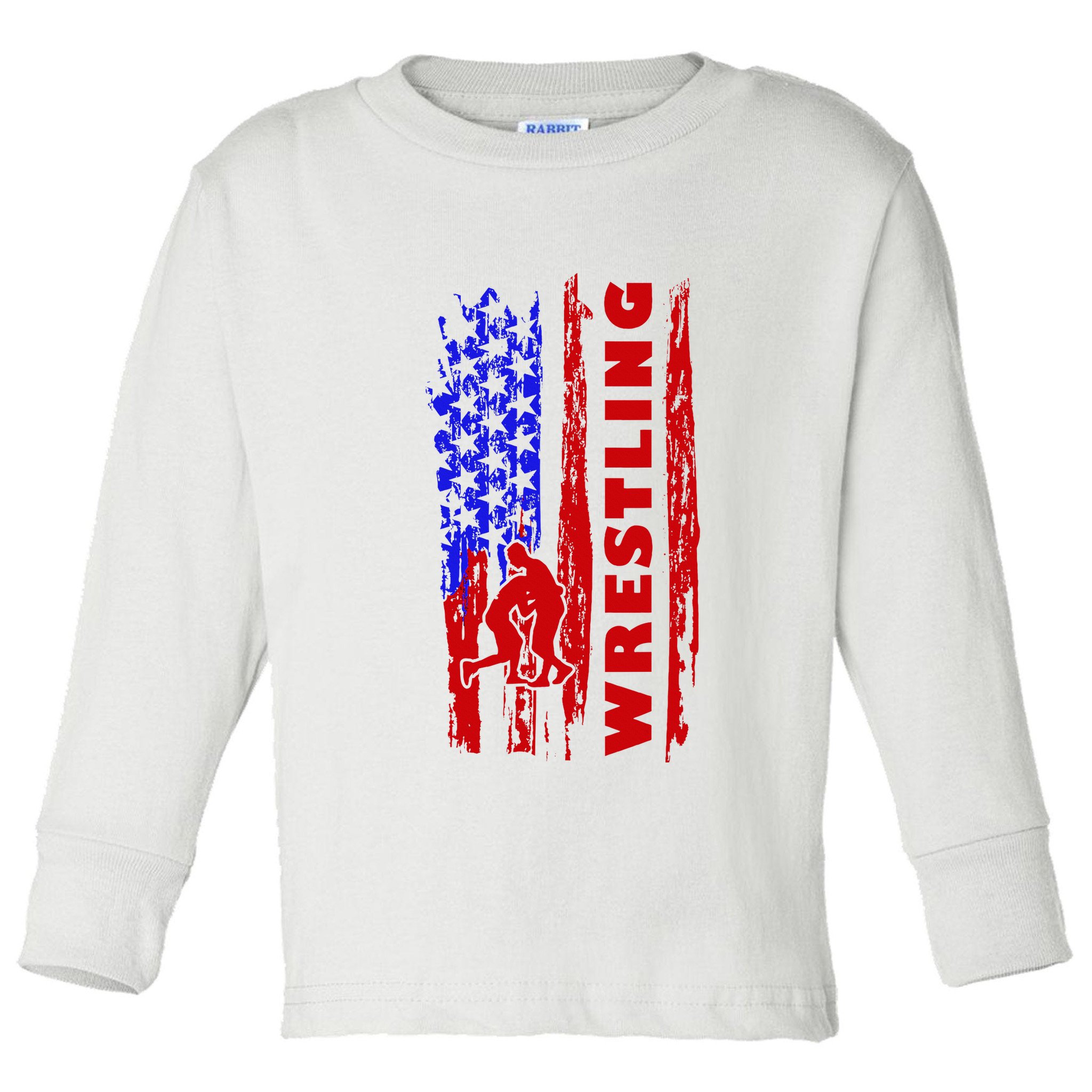 Love Wrestling American Flag Wrestling Coaches Toddler Long Sleeve Shirt