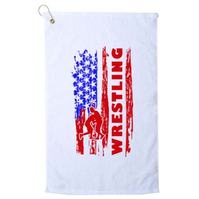 Love Wrestling American Flag Wrestling Coaches Golf Towel