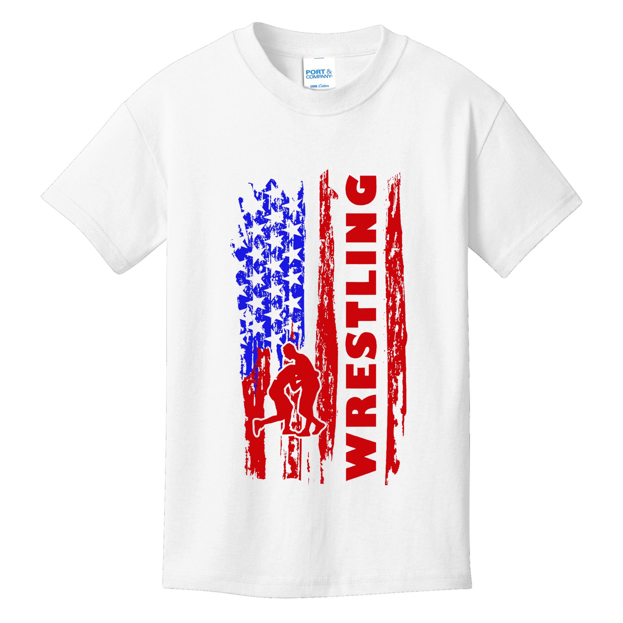Love Wrestling American Flag Wrestling Coaches Kids T-Shirt