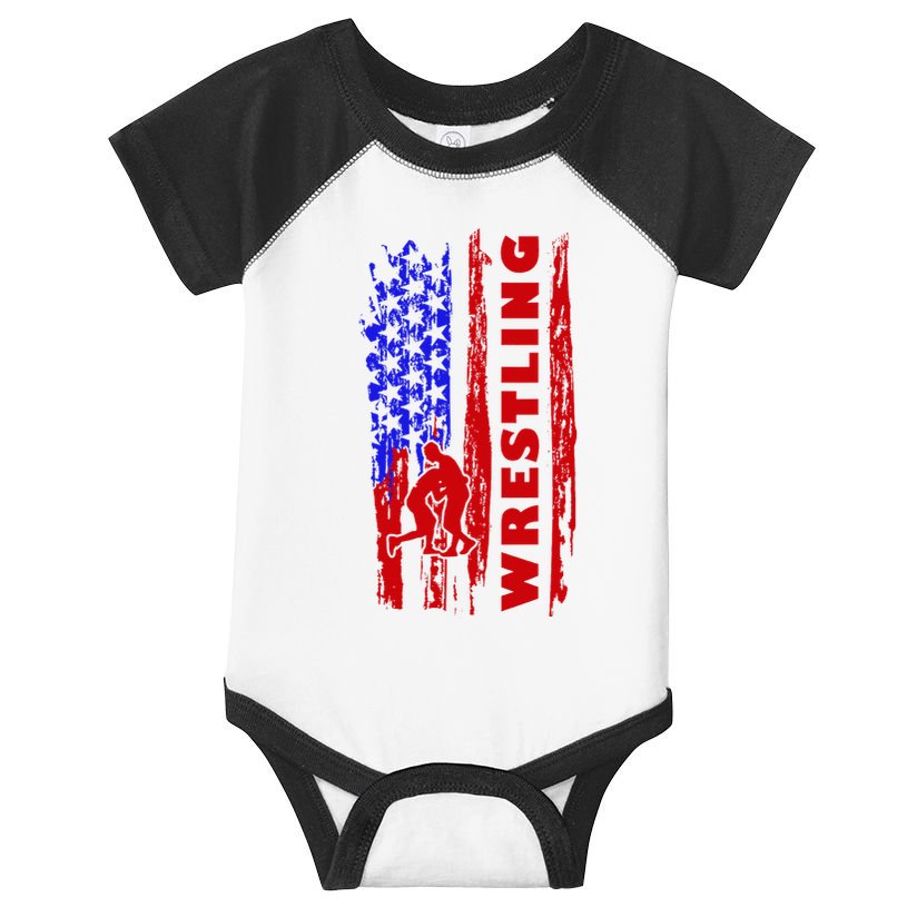 Love Wrestling American Flag Wrestling Coaches Infant Baby Jersey Bodysuit