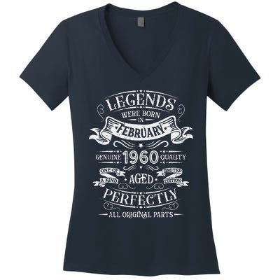 Legends Were Born In February 1960 Birthday Gift Women's V-Neck T-Shirt