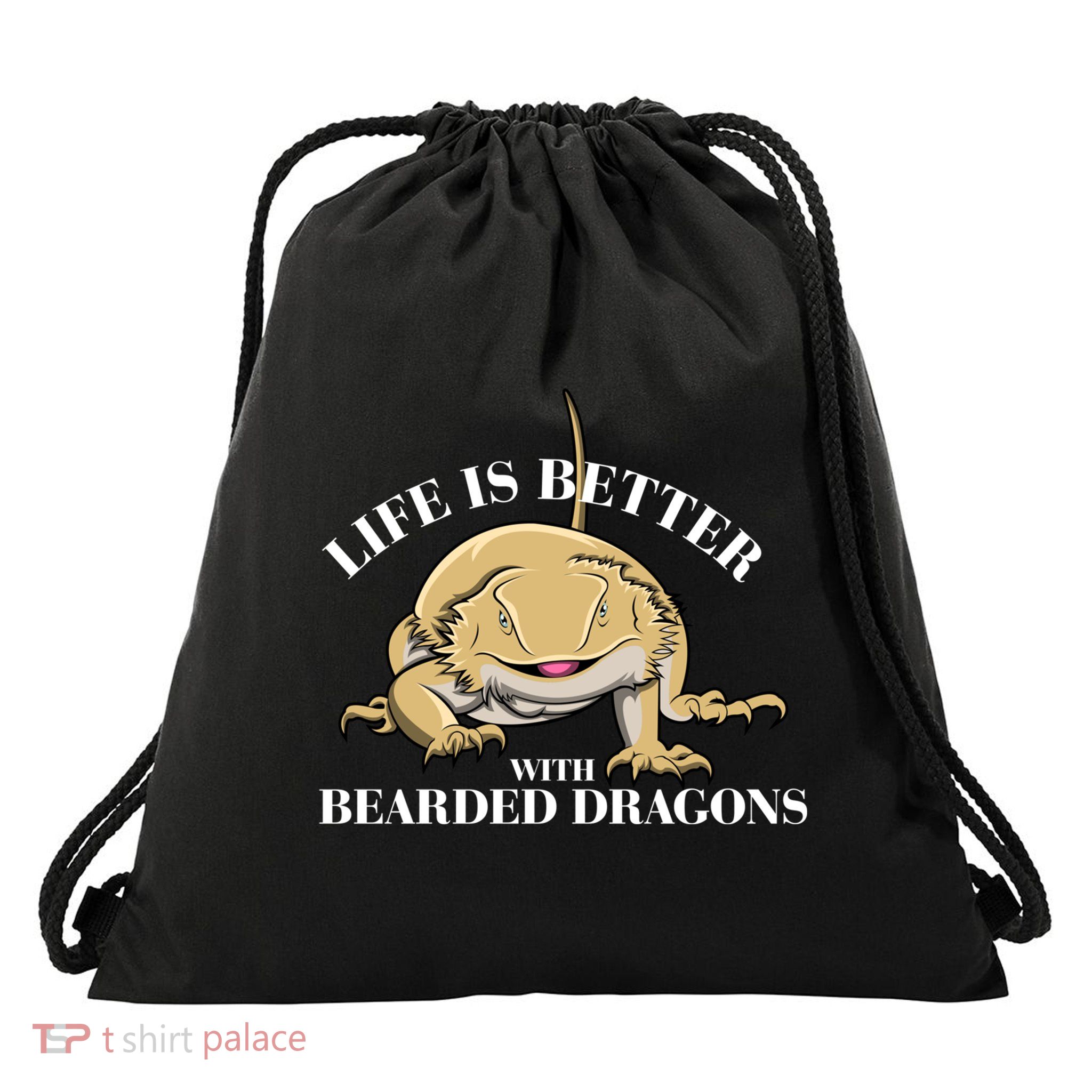 Life With Bearded Dragons Reptiles Lizard Gift Drawstring Bag