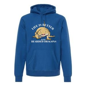 Life With Bearded Dragons Reptiles Lizard Gift Premium Hoodie