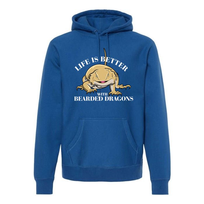 Life With Bearded Dragons Reptiles Lizard Gift Premium Hoodie