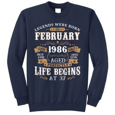 Legends Were Born In February 1986 37th Birthday Sweatshirt