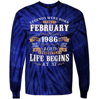 Legends Were Born In February 1986 37th Birthday Tie-Dye Long Sleeve Shirt