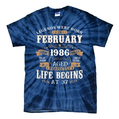 Legends Were Born In February 1986 37th Birthday Tie-Dye T-Shirt