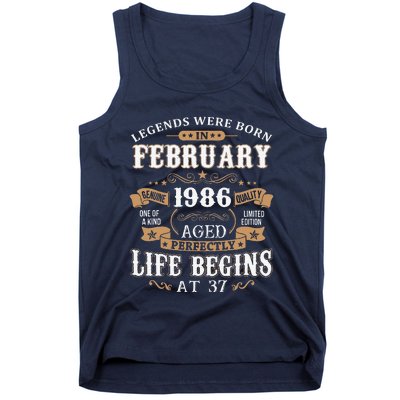 Legends Were Born In February 1986 37th Birthday Tank Top