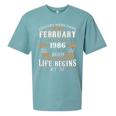 Legends Were Born In February 1986 37th Birthday Sueded Cloud Jersey T-Shirt