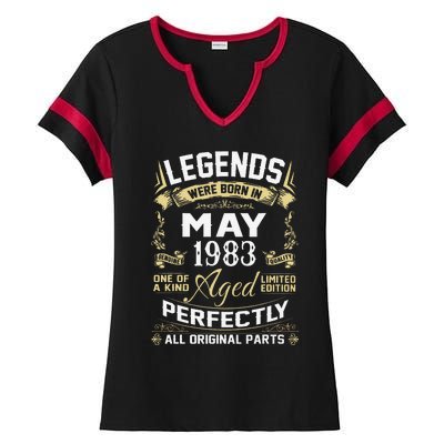 Legends Were Born In May 1983 40 Year Old Birthday Gifts Ladies Halftime Notch Neck Tee