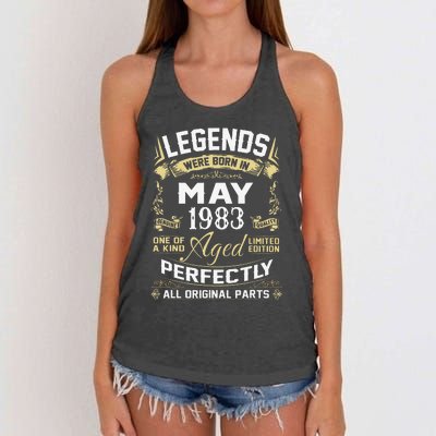 Legends Were Born In May 1983 40 Year Old Birthday Gifts Women's Knotted Racerback Tank