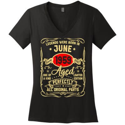 Legends Were Born In June 1959 64 Years Old Gifts 64th Bday Women's V-Neck T-Shirt