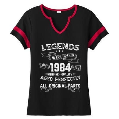 Legends Were Born In 1984 Ladies Halftime Notch Neck Tee