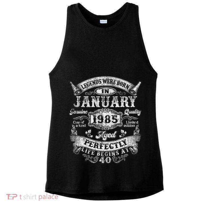 Legends Were Born In January 1985 Vintage 40th Birthday Ladies PosiCharge Tri-Blend Wicking Tank