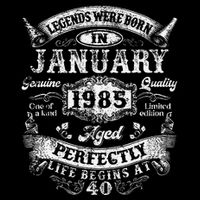 Legends Were Born In January 1985 Vintage 40th Birthday Tall T-Shirt