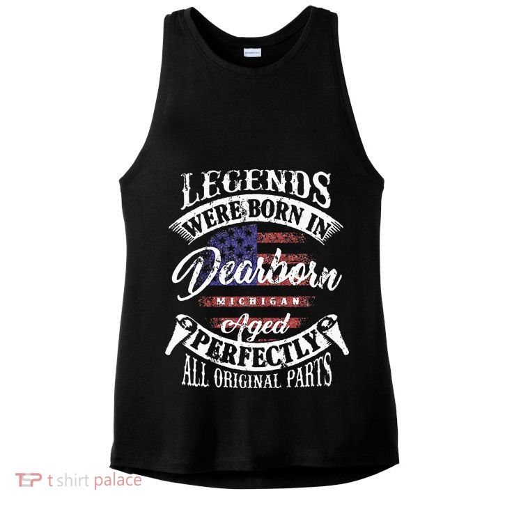 Legends Were Born In Dearborn Michigan Happy Birthday Ladies PosiCharge Tri-Blend Wicking Tank