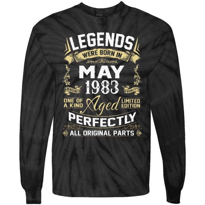 Legends Were Born In May 1983 40 Year Old Birthday Gifts Tie-Dye Long Sleeve Shirt