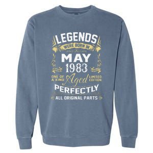 Legends Were Born In May 1983 40 Year Old Birthday Gifts Garment-Dyed Sweatshirt