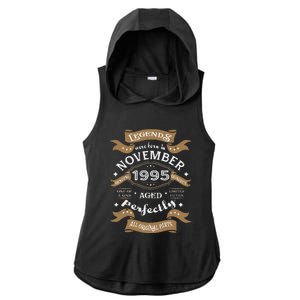 Legends Were Born In November 1995 Birthday Gift Ladies PosiCharge Tri-Blend Wicking Draft Hoodie Tank