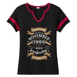 Legends Were Born In November 1995 Birthday Gift Ladies Halftime Notch Neck Tee