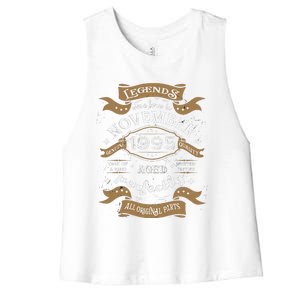 Legends Were Born In November 1995 Birthday Gift Women's Racerback Cropped Tank