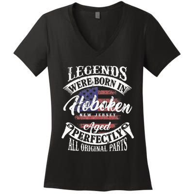 Legends Were Born In Hoboken New Jersey Women's V-Neck T-Shirt