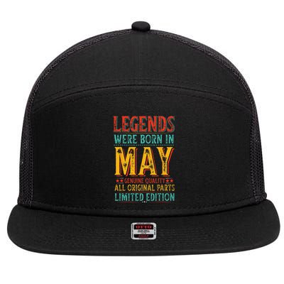 Legends were Born in May Retro Original Parts Birthday 7 Panel Mesh Trucker Snapback Hat