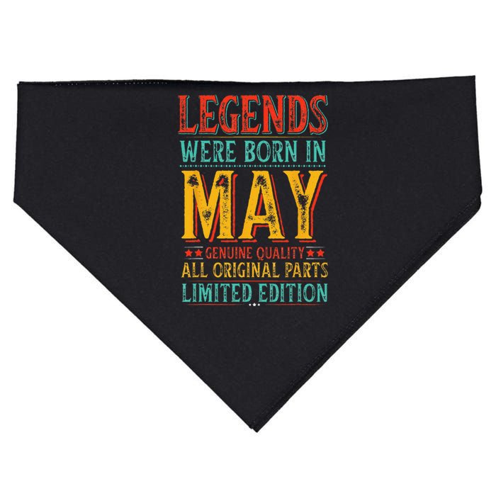 Legends were Born in May Retro Original Parts Birthday USA-Made Doggie Bandana