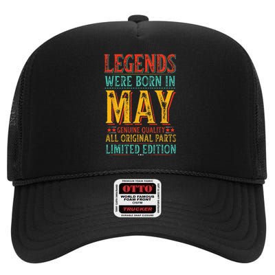 Legends were Born in May Retro Original Parts Birthday High Crown Mesh Back Trucker Hat