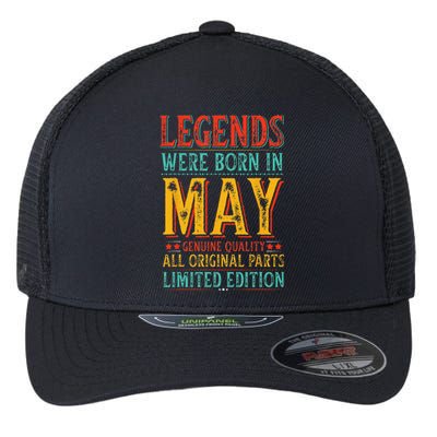 Legends were Born in May Retro Original Parts Birthday Flexfit Unipanel Trucker Cap