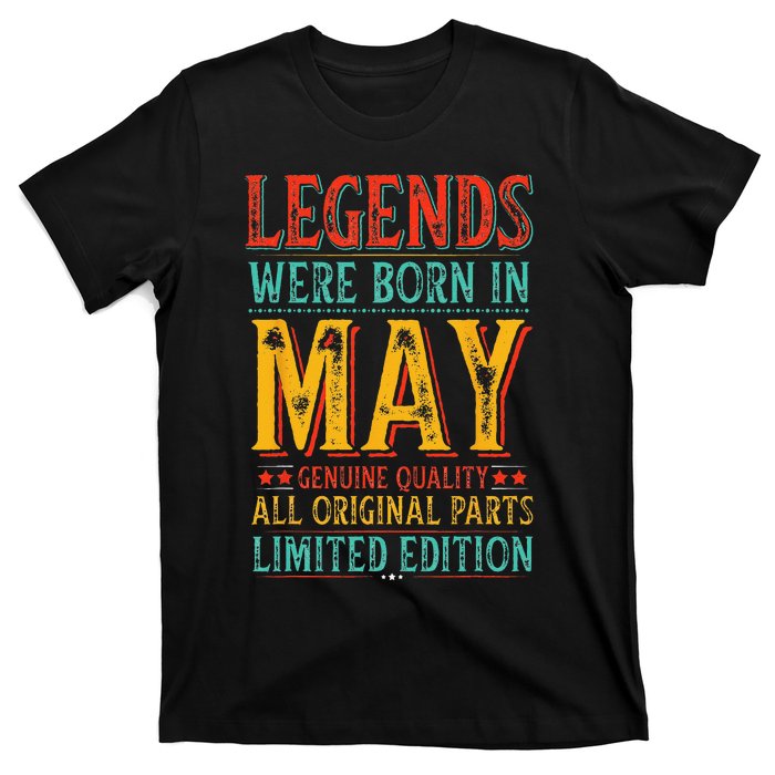 Legends were Born in May Retro Original Parts Birthday T-Shirt