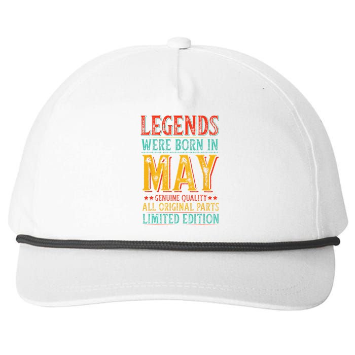 Legends were Born in May Retro Original Parts Birthday Snapback Five-Panel Rope Hat