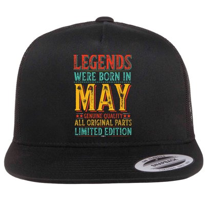 Legends were Born in May Retro Original Parts Birthday Flat Bill Trucker Hat