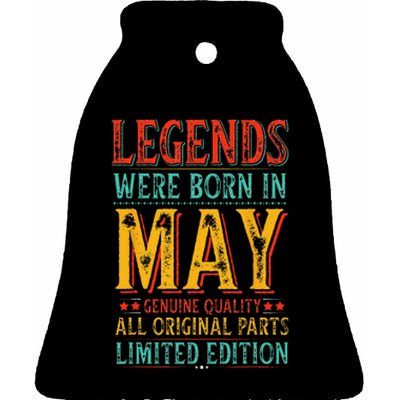 Legends were Born in May Retro Original Parts Birthday Ceramic Bell Ornament