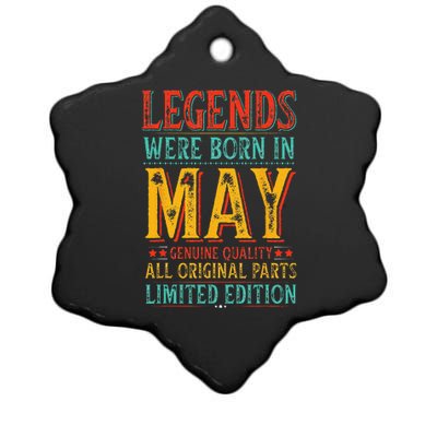 Legends were Born in May Retro Original Parts Birthday Ceramic Star Ornament