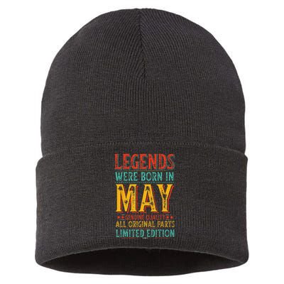 Legends were Born in May Retro Original Parts Birthday Sustainable Knit Beanie