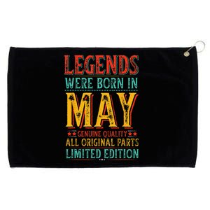 Legends were Born in May Retro Original Parts Birthday Grommeted Golf Towel