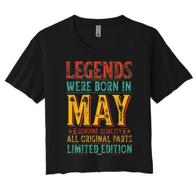 Legends were Born in May Retro Original Parts Birthday Women's Crop Top Tee