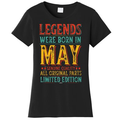 Legends were Born in May Retro Original Parts Birthday Women's T-Shirt