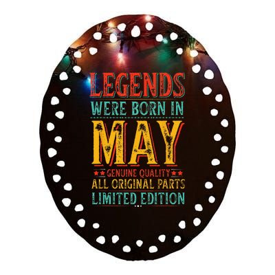 Legends were Born in May Retro Original Parts Birthday Ceramic Oval Ornament