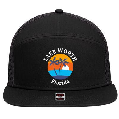 Lake Worth Beach Florida Summer Vacation Souvenir 7 Panel Mesh Trucker Snapback Hat