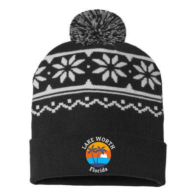 Lake Worth Beach Florida Summer Vacation Souvenir USA-Made Snowflake Beanie