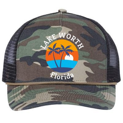 Lake Worth Beach Florida Summer Vacation Souvenir Retro Rope Trucker Hat Cap