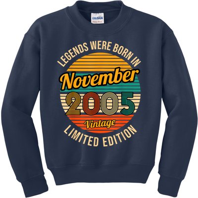 Legends Were Born In November 2005 18th Birthday Kids Sweatshirt