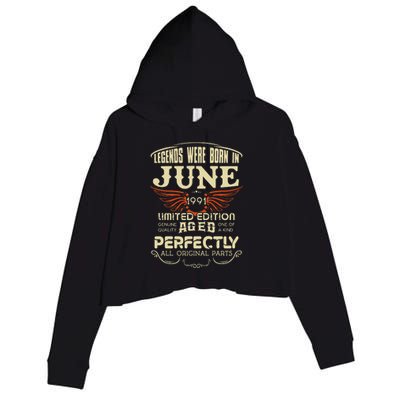 Legendary Were Born In June 1991 – Happy Birthday Crop Fleece Hoodie