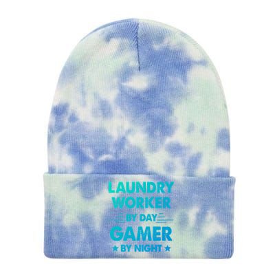 Laundry Worker By Day Gamer By Night Gift Tie Dye 12in Knit Beanie