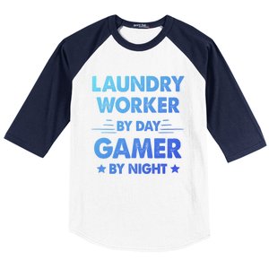 Laundry Worker By Day Gamer By Night Gift Baseball Sleeve Shirt