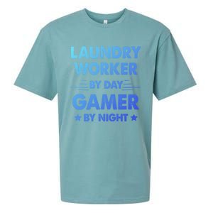 Laundry Worker By Day Gamer By Night Gift Sueded Cloud Jersey T-Shirt