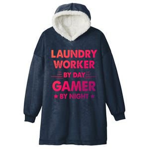 Laundry Worker By Day Gamer By Night Gift Hooded Wearable Blanket