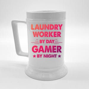 Laundry Worker By Day Gamer By Night Gift Beer Stein